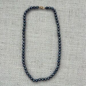 Blue pearl necklace with 14K gold closure